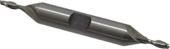 Interstate - 1/8", 3/8" LOC, 3/8" Shank Diam, 3-1/16" OAL, 2 Flute, Cobalt Square End Mill - Double End, Uncoated, Spiral Flute, Centercutting, Right Hand Cut, Right Hand Flute - USA Tool & Supply