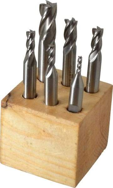 Interstate - 1/8 to 1/2", 4 Flute Square End Mill Set - Uncoated, Cobalt, Double End, 3/8 and 1/2" Shank Diam - USA Tool & Supply