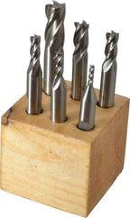 Interstate - 1/8 to 1/2", 4 Flute Square End Mill Set - Uncoated, Cobalt, Double End, 3/8 and 1/2" Shank Diam - USA Tool & Supply