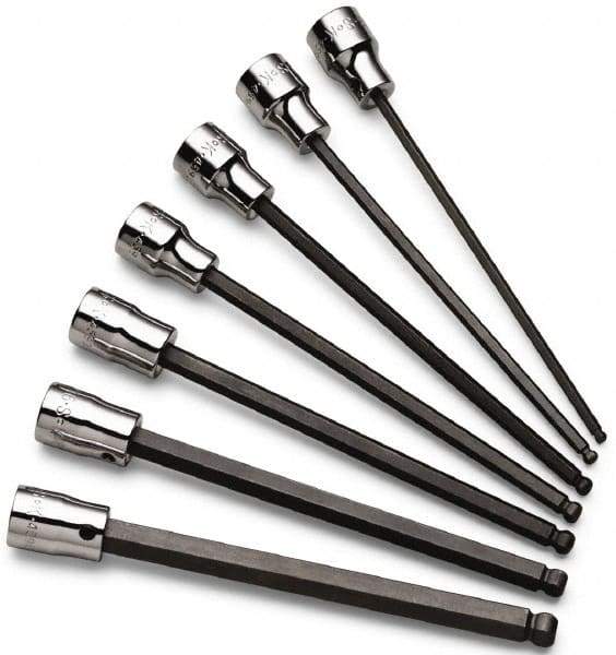 SK - 7 Piece 3/8" Drive Inch/Metric Ball Hex Bit Socket Set - 1/8 to 3/8" Hex - USA Tool & Supply