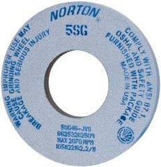 Norton - 12" Diam x 5" Hole x 1" Thick, J Hardness, 46 Grit Surface Grinding Wheel - Ceramic, Type 1, Coarse Grade, 2,070 Max RPM, Vitrified Bond, No Recess - USA Tool & Supply