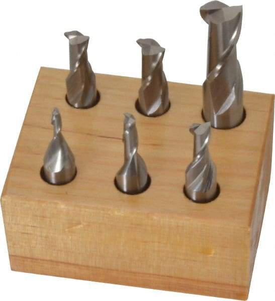 Interstate - 1/8 to 1/2", 2 Flute Square End Mill Set - Uncoated, Cobalt, Single End, 3/8, 1/2" Shank Diam, Centercutting - USA Tool & Supply