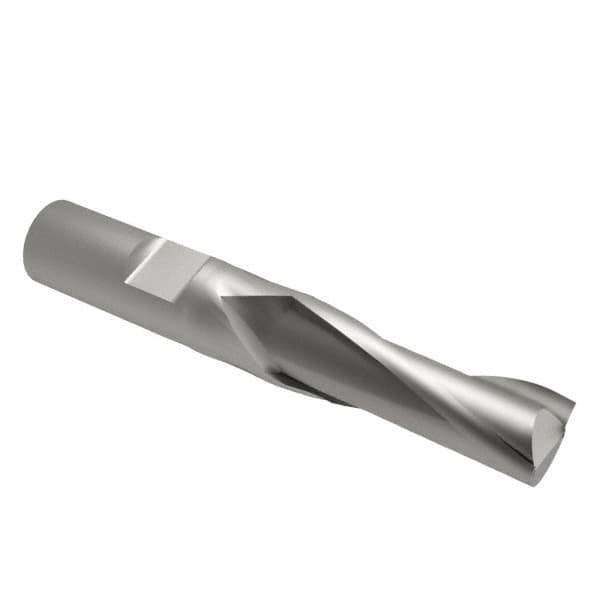 Interstate - 11/16", 1-5/16" LOC, 5/8" Shank Diam, 3-7/16" OAL, 2 Flute, Cobalt Square End Mill - Single End, Uncoated, Spiral Flute, Centercutting, Right Hand Cut, Right Hand Flute - USA Tool & Supply