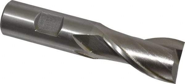 Interstate - 7/8", 1-1/2" LOC, 3/4" Shank Diam, 3-5/8" OAL, 2 Flute, Cobalt Square End Mill - Single End, Uncoated, Spiral Flute, Centercutting, Right Hand Cut, Right Hand Flute - USA Tool & Supply