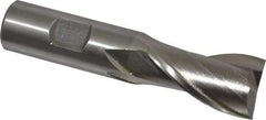 Interstate - 7/8", 1-1/2" LOC, 3/4" Shank Diam, 3-5/8" OAL, 2 Flute, Cobalt Square End Mill - Single End, Uncoated, Spiral Flute, Centercutting, Right Hand Cut, Right Hand Flute - USA Tool & Supply