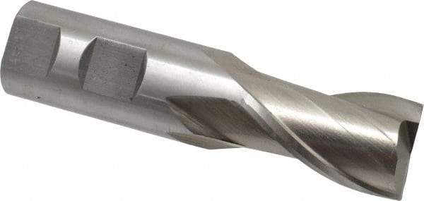 Interstate - 1", 1-5/8" LOC, 1" Shank Diam, 4-1/8" OAL, 2 Flute, Cobalt Square End Mill - Single End, Uncoated, Spiral Flute, Centercutting, Right Hand Cut, Right Hand Flute - USA Tool & Supply