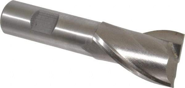Interstate - 1-1/8", 1-5/8" LOC, 3/4" Shank Diam, 3-7/8" OAL, 2 Flute, Cobalt Square End Mill - Single End, Uncoated, Spiral Flute, Centercutting, Right Hand Cut, Right Hand Flute - USA Tool & Supply