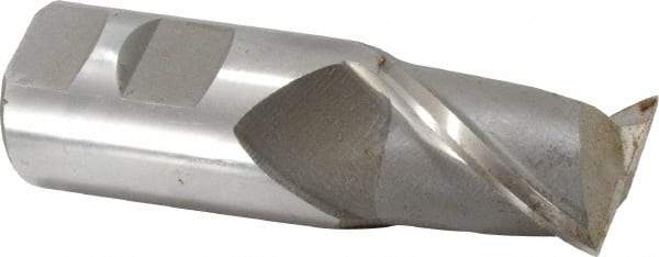 Interstate - 1-1/4", 1-5/8" LOC, 1-1/4" Shank Diam, 4-1/8" OAL, 2 Flute, Cobalt Square End Mill - Single End, Uncoated, Spiral Flute, Centercutting, Right Hand Cut, Right Hand Flute - USA Tool & Supply