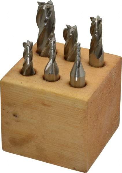Interstate - 1/8 to 1/2", 4 Flute Square End Mill Set - Uncoated, Cobalt, Single End, 3/8, 1/2" Shank Diam, Centercutting - USA Tool & Supply
