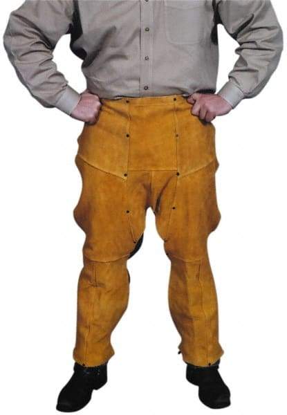 PRO-SAFE - Size Universal Leather with KevlarThread Flame Resistant/Retardant Chaps - No Pockets, Gold - USA Tool & Supply