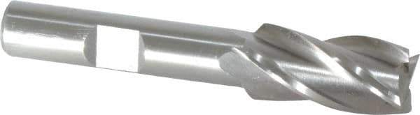 Interstate - 1/2", 1" LOC, 3/8" Shank Diam, 2-11/16" OAL, 4 Flute, Cobalt Square End Mill - Single End, Uncoated, Spiral Flute, 30° Helix, Centercutting, Right Hand Cut, Right Hand Flute - USA Tool & Supply