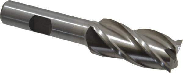 Interstate - 3/4", 1-5/8" LOC, 1/2" Shank Diam, 3-5/8" OAL, 4 Flute, Cobalt Square End Mill - Single End, Uncoated, Spiral Flute, 30° Helix, Centercutting, Right Hand Cut, Right Hand Flute - USA Tool & Supply