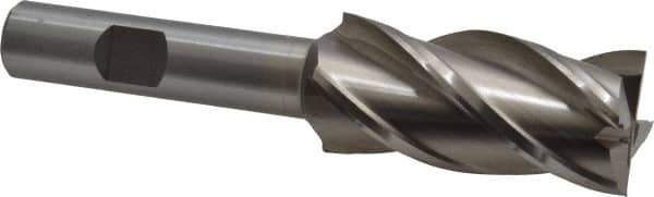 Interstate - 7/8", 1-7/8" LOC, 1/2" Shank Diam, 4" OAL, 4 Flute, Cobalt Square End Mill - Single End, Uncoated, Spiral Flute, 30° Helix, Centercutting, Right Hand Cut, Right Hand Flute - USA Tool & Supply