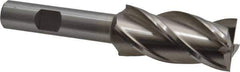Interstate - 7/8", 1-7/8" LOC, 1/2" Shank Diam, 4" OAL, 4 Flute, Cobalt Square End Mill - Single End, Uncoated, Spiral Flute, 30° Helix, Centercutting, Right Hand Cut, Right Hand Flute - USA Tool & Supply