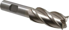 Interstate - 7/8", 1-7/8" LOC, 5/8" Shank Diam, 4" OAL, 4 Flute, Cobalt Square End Mill - Single End, Uncoated, Spiral Flute, 30° Helix, Centercutting, Right Hand Cut, Right Hand Flute - USA Tool & Supply