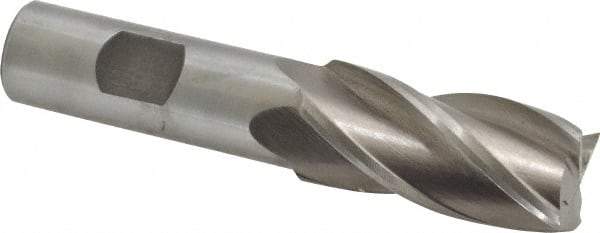 Interstate - 7/8", 1-7/8" LOC, 3/4" Shank Diam, 4-1/8" OAL, 4 Flute, Cobalt Square End Mill - Single End, Uncoated, Spiral Flute, 30° Helix, Centercutting, Right Hand Cut, Right Hand Flute - USA Tool & Supply