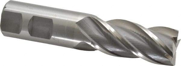Interstate - 7/8", 1-7/8" LOC, 7/8" Shank Diam, 4-1/8" OAL, 4 Flute, Cobalt Square End Mill - Single End, Uncoated, Spiral Flute, 30° Helix, Centercutting, Right Hand Cut, Right Hand Flute - USA Tool & Supply