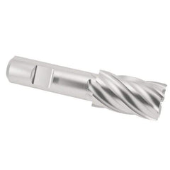 Interstate - 1-1/16", 1-5/8" LOC, 3/4" Shank Diam, 3-7/8" OAL, 6 Flute, Cobalt Square End Mill - Single End, Uncoated, Spiral Flute, 30° Helix, Centercutting, Right Hand Cut, Right Hand Flute - USA Tool & Supply
