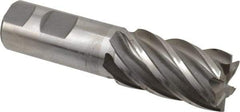 Interstate - 1-1/8", 2" LOC, 1" Shank Diam, 4-1/2" OAL, 6 Flute, Cobalt Square End Mill - Single End, Uncoated, Spiral Flute, 30° Helix, Centercutting, Right Hand Cut, Right Hand Flute - USA Tool & Supply