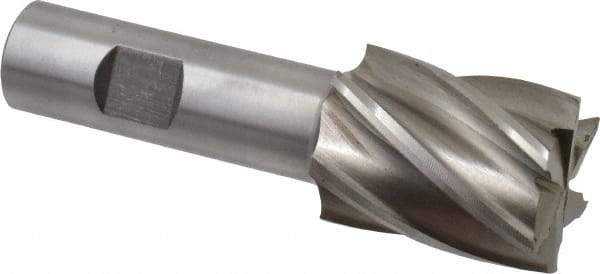 Interstate - 1-3/16", 1-1/2" LOC, 3/4" Shank Diam, 3-7/8" OAL, 6 Flute, Cobalt Square End Mill - Single End, Uncoated, Spiral Flute, 30° Helix, Centercutting, Right Hand Cut, Right Hand Flute - USA Tool & Supply