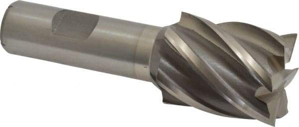 Interstate - 1-1/4", 1-1/2" LOC, 3/4" Shank Diam, 3-7/8" OAL, 6 Flute, Cobalt Square End Mill - Single End, Uncoated, Spiral Flute, 30° Helix, Centercutting, Right Hand Cut, Right Hand Flute - USA Tool & Supply
