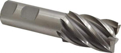 Interstate - 1-1/4", 2" LOC, 1" Shank Diam, 4-1/2" OAL, 6 Flute, Cobalt Square End Mill - Single End, Uncoated, Spiral Flute, 30° Helix, Centercutting, Right Hand Cut, Right Hand Flute - USA Tool & Supply