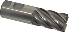 Interstate - 1-1/4", 2" LOC, 1-1/4" Shank Diam, 4-1/2" OAL, 6 Flute, Cobalt Square End Mill - Single End, Uncoated, Spiral Flute, 30° Helix, Centercutting, Right Hand Cut, Right Hand Flute - USA Tool & Supply