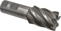 Interstate - 1-3/8", 2" LOC, 1" Shank Diam, 4-1/2" OAL, 6 Flute, Cobalt Square End Mill - Single End, Uncoated, Spiral Flute, 30° Helix, Centercutting, Right Hand Cut, Right Hand Flute - USA Tool & Supply