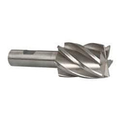 Interstate - 1-1/2", 2" LOC, 3/4" Shank Diam, 4-3/8" OAL, 6 Flute, Cobalt Square End Mill - Single End, Uncoated, Spiral Flute, 30° Helix, Centercutting, Right Hand Cut, Right Hand Flute - USA Tool & Supply