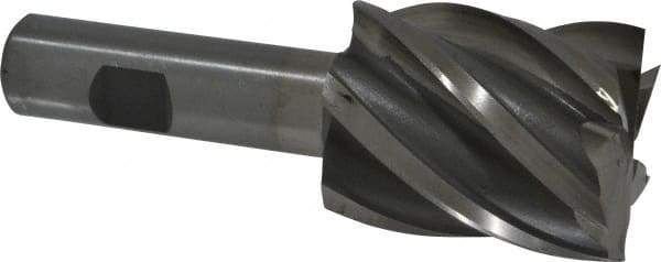 Interstate - 1-5/8", 2" LOC, 3/4" Shank Diam, 4-1/2" OAL, 6 Flute, Cobalt Square End Mill - Single End, Uncoated, Spiral Flute, 30° Helix, Centercutting, Right Hand Cut, Right Hand Flute - USA Tool & Supply