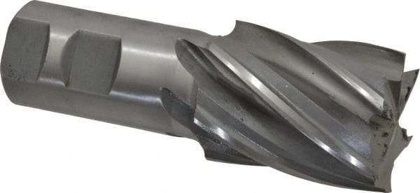 Interstate - 1-5/8", 2" LOC, 1-1/4" Shank Diam, 4-1/2" OAL, 6 Flute, Cobalt Square End Mill - Single End, Uncoated, Spiral Flute, 30° Helix, Centercutting, Right Hand Cut, Right Hand Flute - USA Tool & Supply