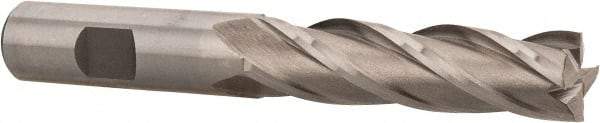 Interstate - 5/8", 2-1/2" LOC, 5/8" Shank Diam, 4-5/8" OAL, 4 Flute, Cobalt Square End Mill - Single End, Uncoated, Spiral Flute, 30° Helix, Centercutting, Right Hand Cut, Right Hand Flute - USA Tool & Supply