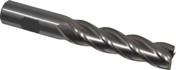 Interstate - 3/4", 3" LOC, 3/4" Shank Diam, 5-1/4" OAL, 4 Flute, Cobalt Square End Mill - Single End, Uncoated, Spiral Flute, 30° Helix, Centercutting, Right Hand Cut, Right Hand Flute - USA Tool & Supply