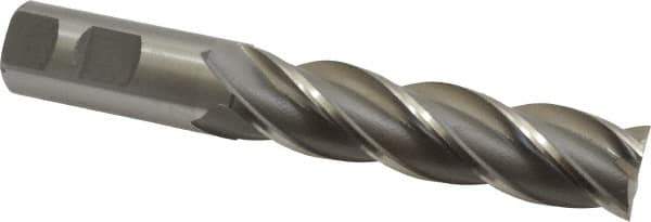 Interstate - 1", 4" LOC, 1" Shank Diam, 6-1/2" OAL, 4 Flute, Cobalt Square End Mill - Single End, Uncoated, Spiral Flute, 30° Helix, Centercutting, Right Hand Cut, Right Hand Flute - USA Tool & Supply