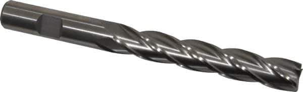 Interstate - 1/2", 3" LOC, 1/2" Shank Diam, 5" OAL, 4 Flute, Cobalt Square End Mill - Single End, Uncoated, Spiral Flute, 30° Helix, Centercutting, Right Hand Cut, Right Hand Flute - USA Tool & Supply
