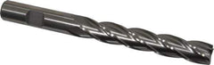 Interstate - 1/2", 3" LOC, 1/2" Shank Diam, 5" OAL, 4 Flute, Cobalt Square End Mill - Single End, Uncoated, Spiral Flute, 30° Helix, Centercutting, Right Hand Cut, Right Hand Flute - USA Tool & Supply