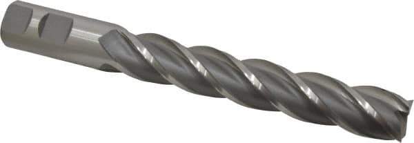 Interstate - 7/8", 5" LOC, 7/8" Shank Diam, 7-1/4" OAL, 4 Flute, Cobalt Square End Mill - Single End, Uncoated, Spiral Flute, 30° Helix, Centercutting, Right Hand Cut, Right Hand Flute - USA Tool & Supply