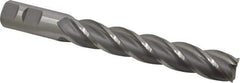 Interstate - 7/8", 5" LOC, 7/8" Shank Diam, 7-1/4" OAL, 4 Flute, Cobalt Square End Mill - Single End, Uncoated, Spiral Flute, 30° Helix, Centercutting, Right Hand Cut, Right Hand Flute - USA Tool & Supply