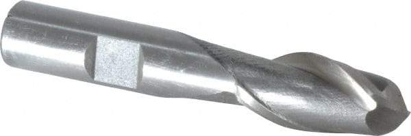 Interstate - 9/16" Diam, 1" LOC, 2 Flute Cobalt Ball End Mill - Uncoated, Single End, 3" OAL, 1/2" Shank Diam, Spiral Flute - USA Tool & Supply