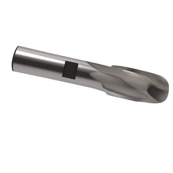 Interstate - 5/8" Diam, 1-1/8" LOC, 2 Flute Cobalt Ball End Mill - Uncoated, Single End, 3-1/8" OAL, 1/2" Shank Diam, Spiral Flute - USA Tool & Supply