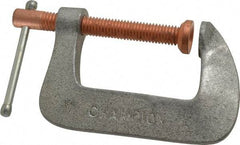 Made in USA - Light-Duty 2-1/4" Max Opening, 1-3/4" Throat Depth, Aluminum Alloy Standard C-Clamp - 875 Lb Capacity, 0" Min Opening, Standard Throat Depth - USA Tool & Supply