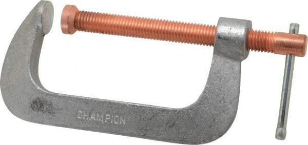 Made in USA - Light-Duty 5" Max Opening, 2-1/2" Throat Depth, Aluminum Alloy Standard C-Clamp - 1,850 Lb Capacity, 0" Min Opening, Standard Throat Depth - USA Tool & Supply