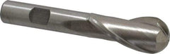 Interstate - 3/4" Diam, 1-5/8" LOC, 2 Flute Cobalt Ball End Mill - Uncoated, Single End, 3-5/8" OAL, 1/2" Shank Diam, Spiral Flute - USA Tool & Supply
