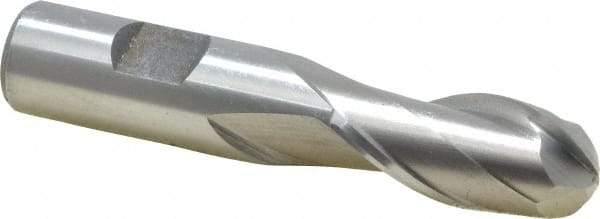 Interstate - 3/4" Diam, 1-5/8" LOC, 2 Flute Cobalt Ball End Mill - Uncoated, Single End, 3-7/8" OAL, 3/4" Shank Diam, Spiral Flute - USA Tool & Supply