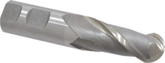 Interstate - 1" Diam, 2-1/4" LOC, 2 Flute Cobalt Ball End Mill - Uncoated, Single End, 4-3/4" OAL, 1" Shank Diam, Spiral Flute - USA Tool & Supply
