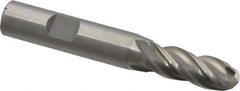 Interstate - 7/16" Diam, 1-1/4" LOC, 4 Flute Cobalt Ball End Mill - Uncoated, Single End, 3-1/4" OAL, 1/2" Shank Diam, Spiral Flute - USA Tool & Supply