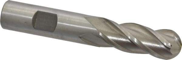 Interstate - 5/8" Diam, 1-5/8" LOC, 4 Flute Cobalt Ball End Mill - Uncoated, Single End, 3-3/4" OAL, 5/8" Shank Diam, Spiral Flute - USA Tool & Supply