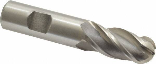 Interstate - 3/4" Diam, 1-5/8" LOC, 4 Flute Cobalt Ball End Mill - Uncoated, Single End, 3-7/8" OAL, 3/4" Shank Diam, Spiral Flute - USA Tool & Supply