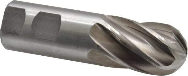 Interstate - 1-1/4" Diam, 2" LOC, 6 Flute Cobalt Ball End Mill - Uncoated, Single End, 4-1/2" OAL, 1-1/4" Shank Diam, Spiral Flute - USA Tool & Supply