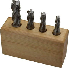 Interstate - 1/4 to 1/2", 4 Flute Square End Mill Set - Uncoated, Cobalt, Single End, 3/8, 1/2" Shank Diam, Centercutting - USA Tool & Supply
